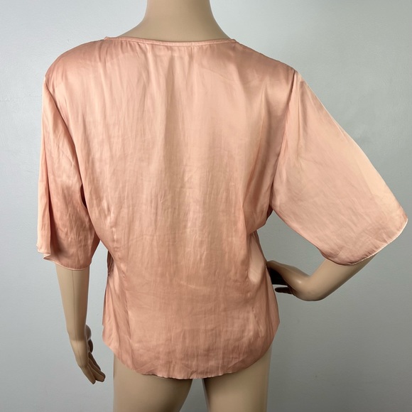 FRAME PINK SHIRRED V-NECK BLOUSE - Picture 9 of 11